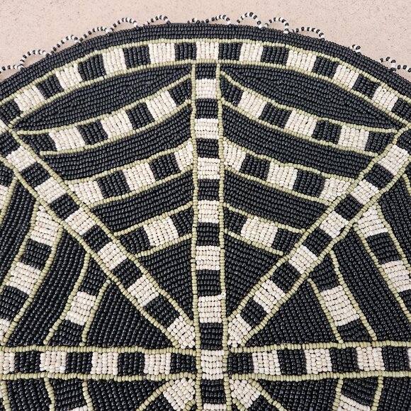 RARE MACKENZIE CHILDS SPIDER WEB COURTLY CHECK HALLOWEEN FALL PLACEMAT CHARGER - Picture 2 of 9